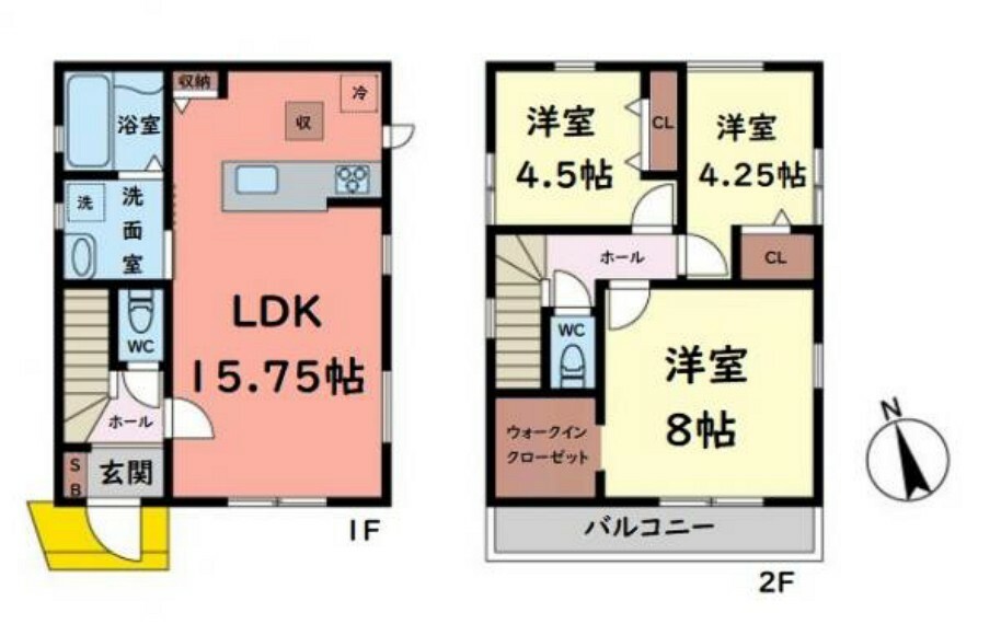 間取り図 ■建物面積:79.48平米の2階建て3LDK