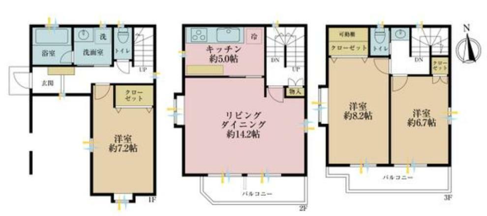 間取り図 3LDK、土地面積65.11平米、建物面積101.85平米