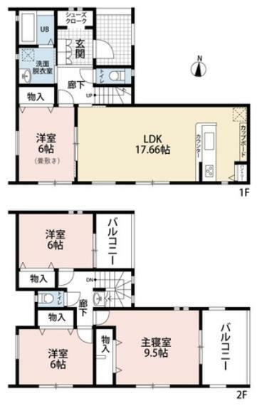 LDKは約17.6帖＾＾各居室は6帖以上あり、ゆとりある住空間が確保されております＾＾ バルコニー2ヶ所あり＾＾1階洋室（畳敷き）＾＾