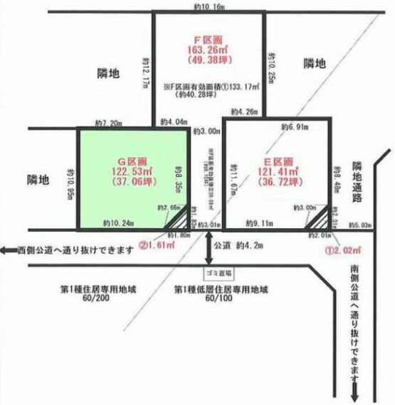 土地図面 整然とした街並みが魅力。建物の建てやすい整形地。敷地約37坪 ～素敵なお庭も造れます ～季節のお花でガーデニングも楽しめます