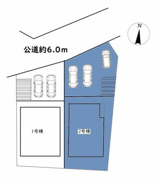 区画図 敷地面積:192.87平米　お車は並列3台駐車可能