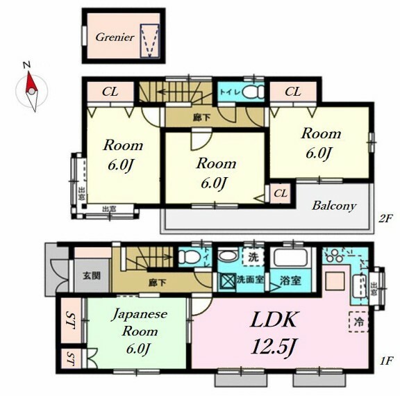 間取り図 全居室が6帖以上のお部屋が4つあるファミリータイプの4LDK