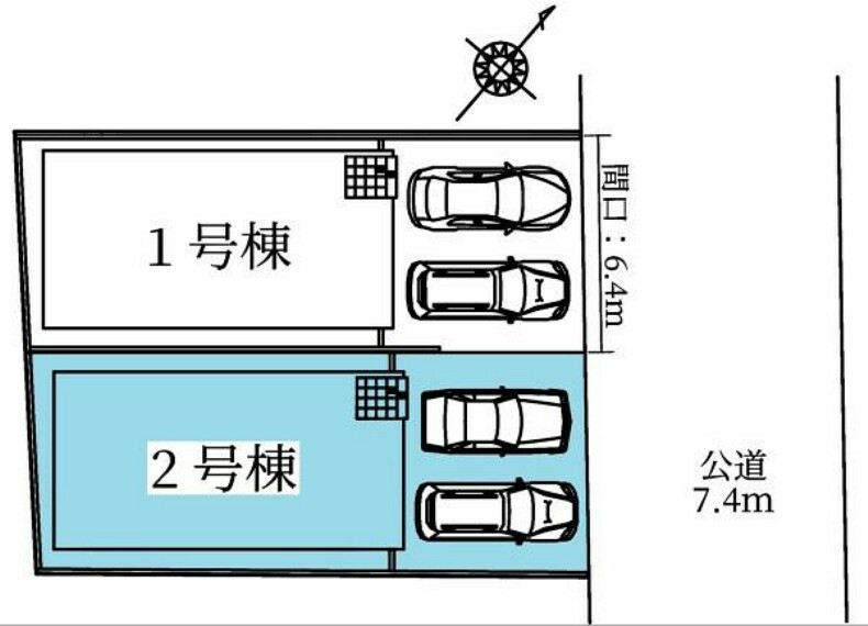 区画図 敷地面積:105.49平米　お車敷地内2台駐車可能です（車種による）