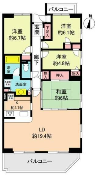 間取り図 全室2面採光の明るい室内！