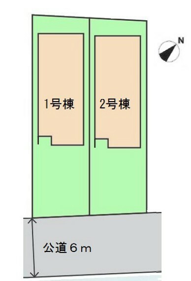 区画図 ■土地面積:117.72平米（35.61坪）、カースペース並列2台分あり  ■前面道路は南東側6m公道で陽当り良好