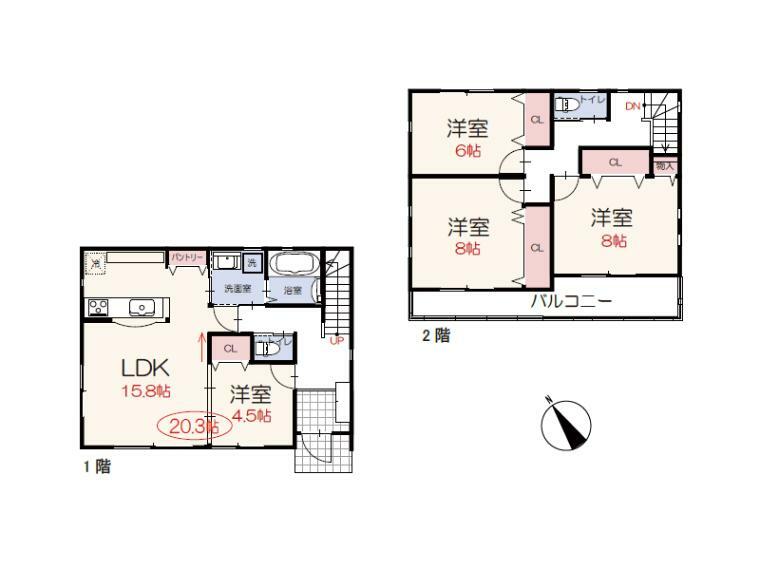 間取り図 LDKは隣の洋室を開放することで20.3帖の大空間に！ ライフスタイルに合わせてカスタマイズ可能です。