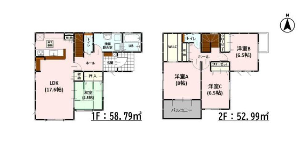 間取り図 全居室収納付きで便利です。