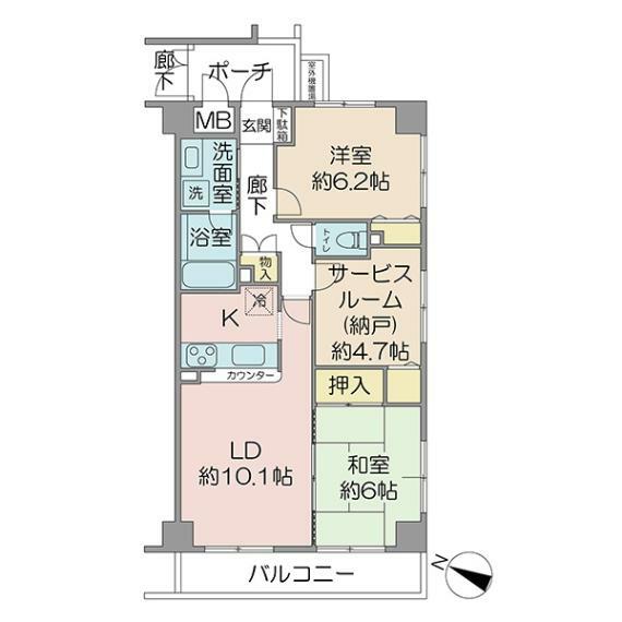 2LDK＋S　専有面積:67.10m2 角部屋の為、各居室に窓が御座います！