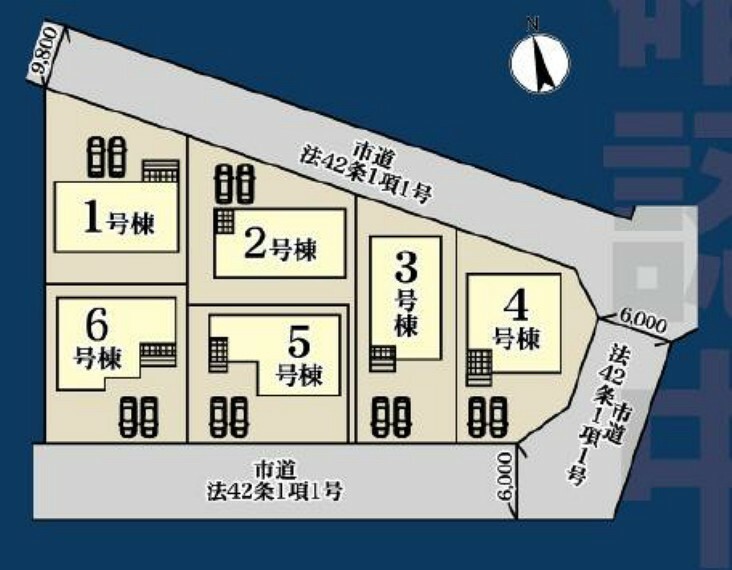 区画図 前面道路も広く車の出入りも楽々！