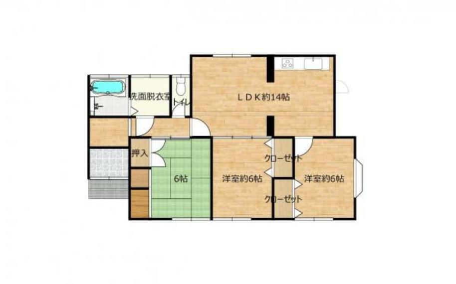 間取り図 【リフォーム後間取り図】3LDKへ間取り変更を行います。