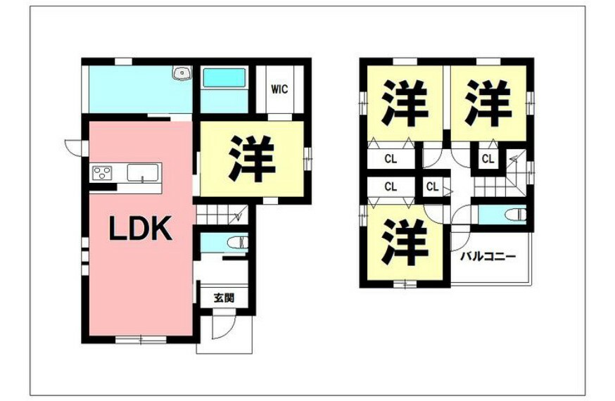 間取り図 4LDK、オール電化、ウォークインクローゼット【建物面積91.09m2（27.55坪）】