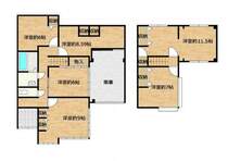 【リフォーム済】間取り図です。1階と2階にそれぞれ居室が2部屋ずつあるのでご家族皆様でそれぞれのお部屋を持てるかもしれませんね