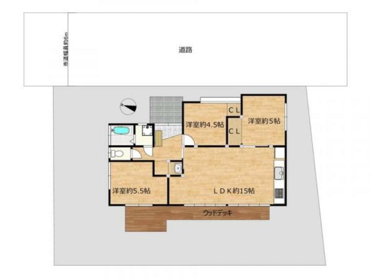 区画図 【敷地配置図】当住宅の敷地イメージです。図と異なる場合は現況を優先します。2台駐車可能です。