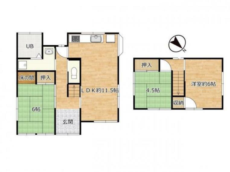間取り図 【リフォーム後間取り図】3LDKの住宅です。各居室に収納がありますので、お部屋を広く使えますね。3～4人で住むのにぴったりです。
