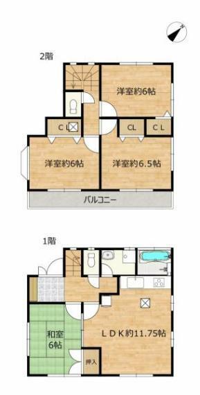 間取り図 【間取り図】リフォーム後の間取りです。11.75帖のLDKと居室4部屋の4LDKに生まれ変わりました。外壁屋根塗装、水回り全て新品交換し、住み心地の良い住宅になりました。