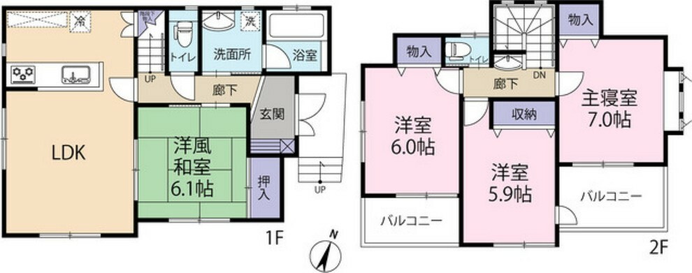 間取り図 全室南向きの4LDK