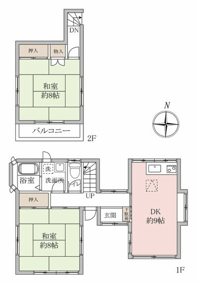 間取り図 【間取り】落ち着いた8畳の和室が2部屋あります。