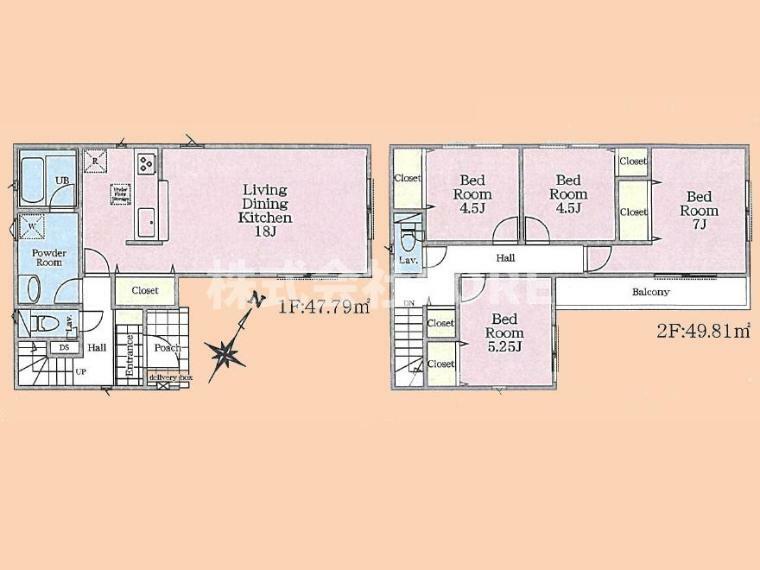間取り図 全居室に充実した収納スペースがあり、住空間すっきり片付く広々4LDK！