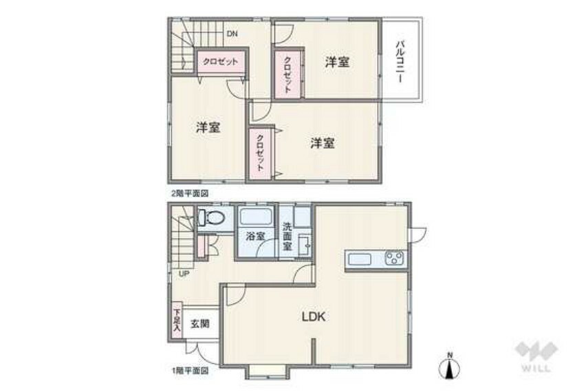 間取り図 間取りは延床面積83.21平米の3LDK。