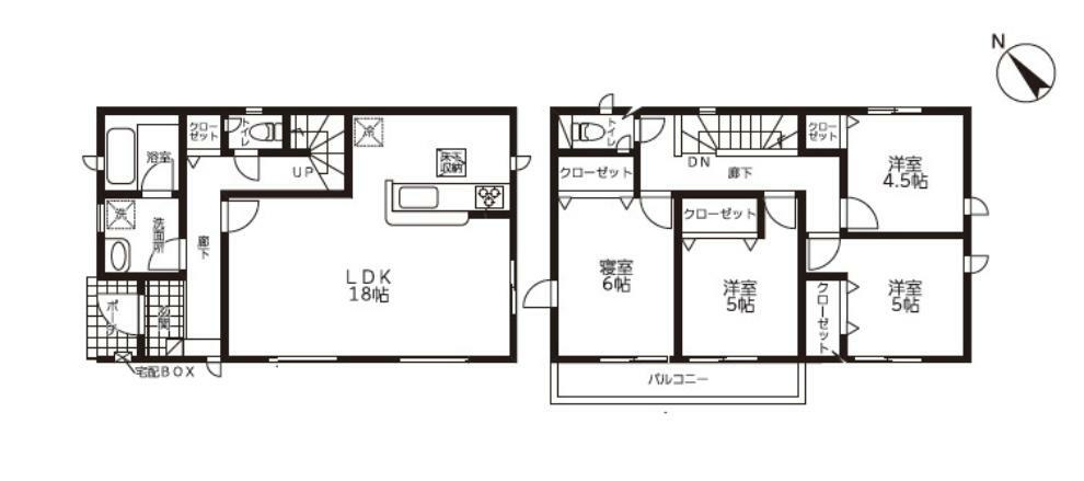 間取り図 全居室収納付きで便利です。