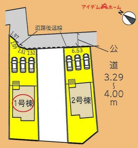 区画図 本物件は1号棟です。