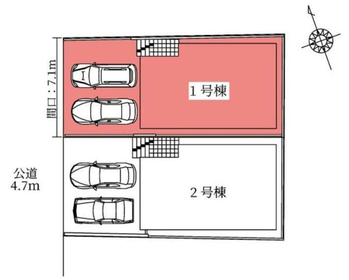 区画図 敷地面積:114.53平米 お車は2台駐車可能（車種による）