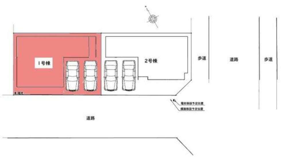 区画図 敷地面積:107.85平米　お車は2台駐車可能（車種による）