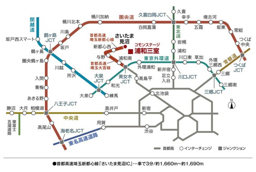 区画図 高速アクセス首都高速埼玉新都心線「さいたま見沼」ICから都心や郊外へ快適にアクセスします。