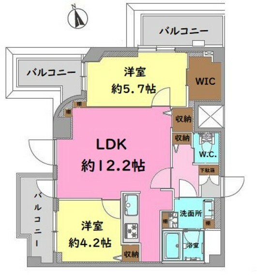 間取り図 ■専有面積:54.08平米の2LDK