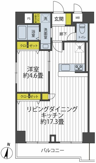 50.22平米の1LDKタイプ、平成26年にフルリフォーム施工済