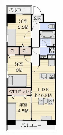 間取り図 光と風があふれる開放的なリビングダイニング