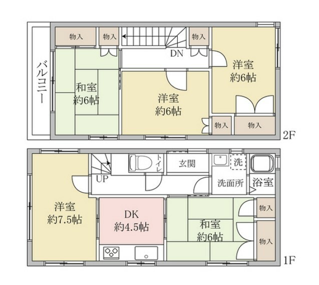 間取り図 建物面積82.8平米、5DK表面利回り:6.0％千代田線「北綾瀬」駅徒歩15分・つくばエクスプレス線「六町」駅徒歩17分