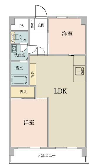 マンション代田橋(2LDK) 4階の間取り