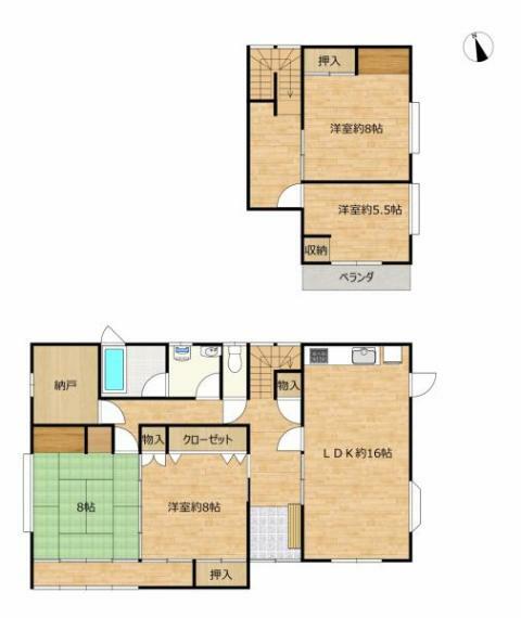 間取り図 【間取図】リフォーム後間取図です。4SLDKの住宅です。納戸や吹抜があったり、浴室が1.25坪だったり、ゆったりした印象の住宅です。