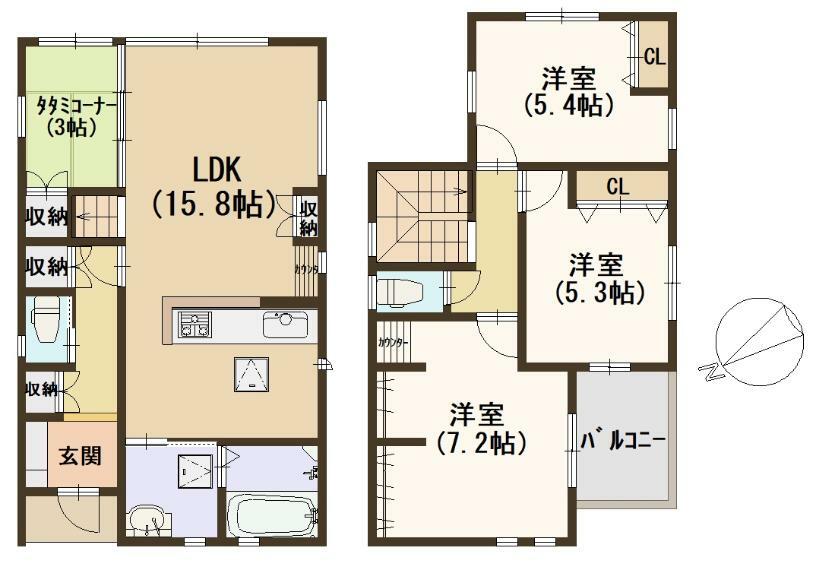 間取り図 2号地間取図　土地120.85平米　建物89.42平米