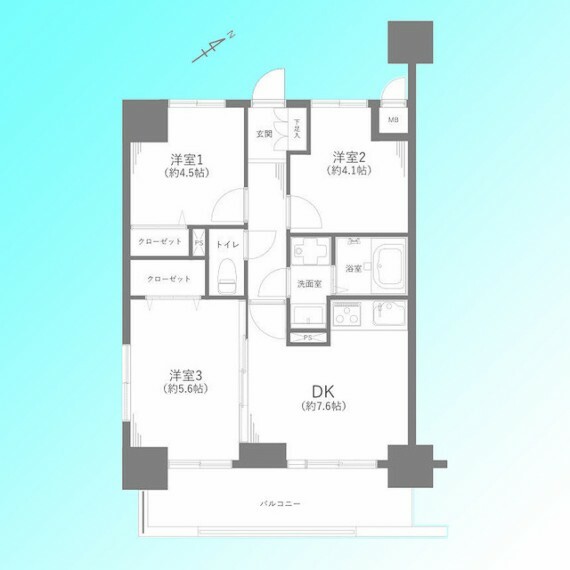 間取り図 新規リフォーム実施済み、3DKの間取りです。