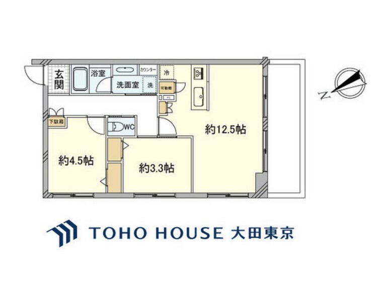 間取り図 2LDK、専有面積51.27m2