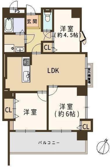 間取り図 間取 南東向きバルコニー