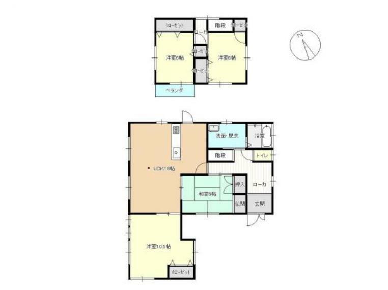 間取り図 【間取図】4LDKに間取りを変更しました。リビングは18帖の広さでキッチンスペースもしっかり確保。全てに部屋に収納もございます。