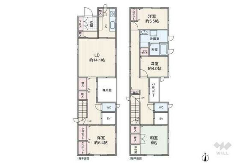 間取り図 間取りは延床面積124.76平米の4LDK。