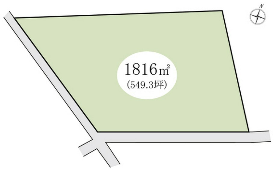 区画図 土地面積1816m2（約549.34坪）の開放的な敷地。建築不可。資材置場、家庭菜園に利用可能。