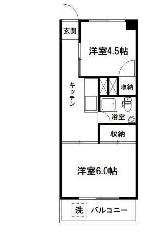 三田高島平第二コーポ(2K) 6階の間取り