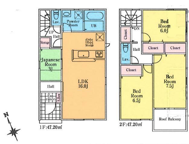 間取り図 居室収納付きの3LDK＋タタミコーナーです。クローゼットの充分な収納力で居住空間をゆったりと確保できます。