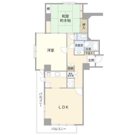 間取り図 LDK/洋室/和室約8帖/洗面/浴室/トイレ