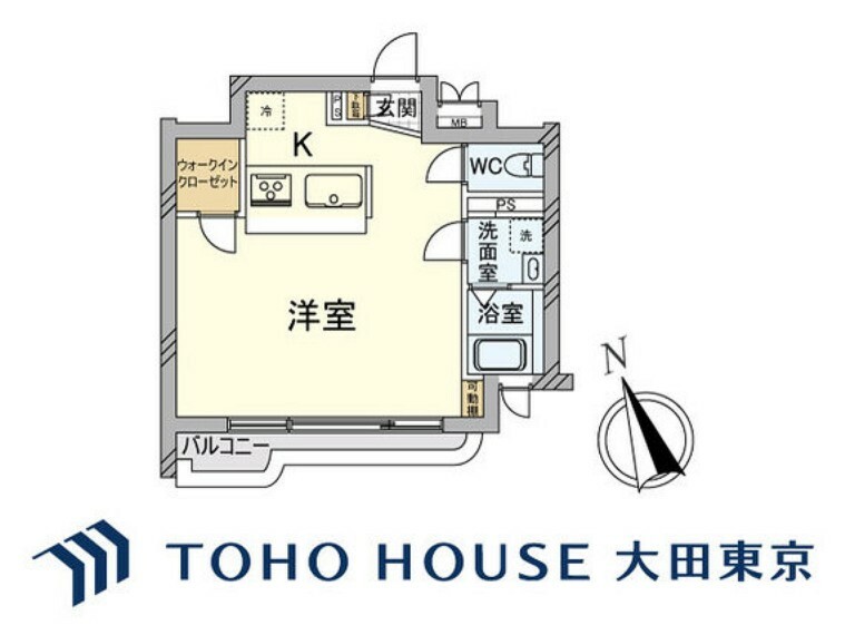 間取り図 専有面積34.81m2、バルコニー面積3.36m2