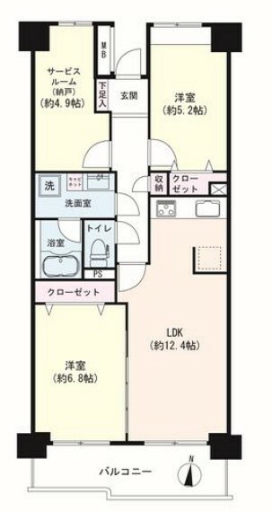 大森海岸パークハウス　S棟(2LDK) 1階の間取り