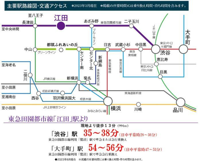区画図 交通アクセス図都内の主要駅へスムーズにアクセスできる、東急田園都市線沿線。通勤・通学はもちろん、休日のお出かけの幅も広がるロケーションです。