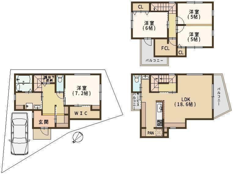 間取り図 間取 耐震等級2取得、制振ダンパーミライエ設置