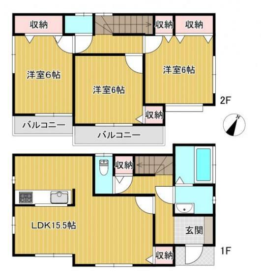 間取り図 【リフォーム済】15帖超えのLDKと1坪の浴室がポイントの住宅です。家族でゆったりお使いいただけますね。