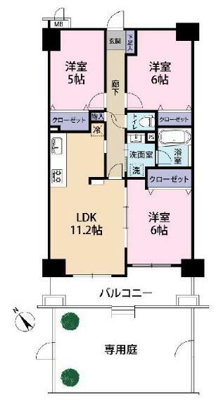 間取り図 中古マンションの3LDKは、経済的で、一般的な広さがあり、夫婦又は3人家族に最適です。リビングルームでは、食事会を楽しむスペースがあることや、部屋の用途は、寝室や子供部屋を設けることも可能です。